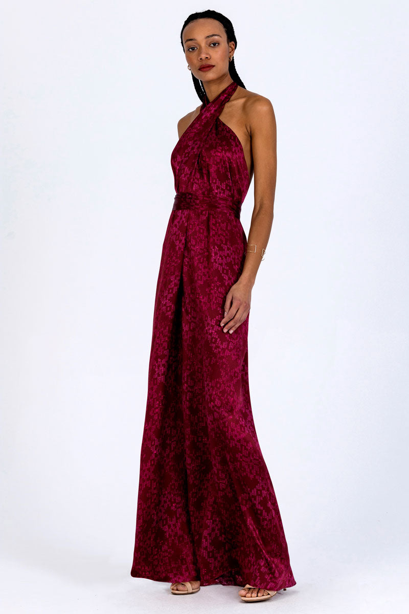 Silk Crossover Halterneck Dress