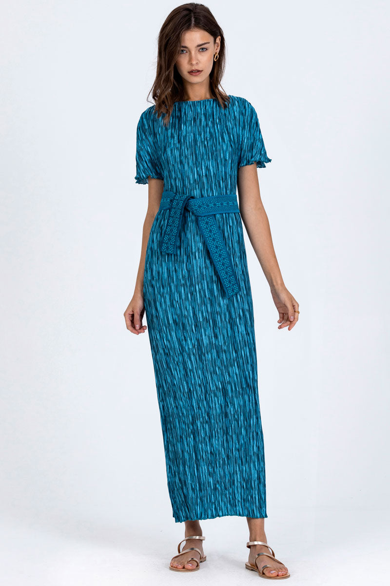 Sleeved Plissé Dress