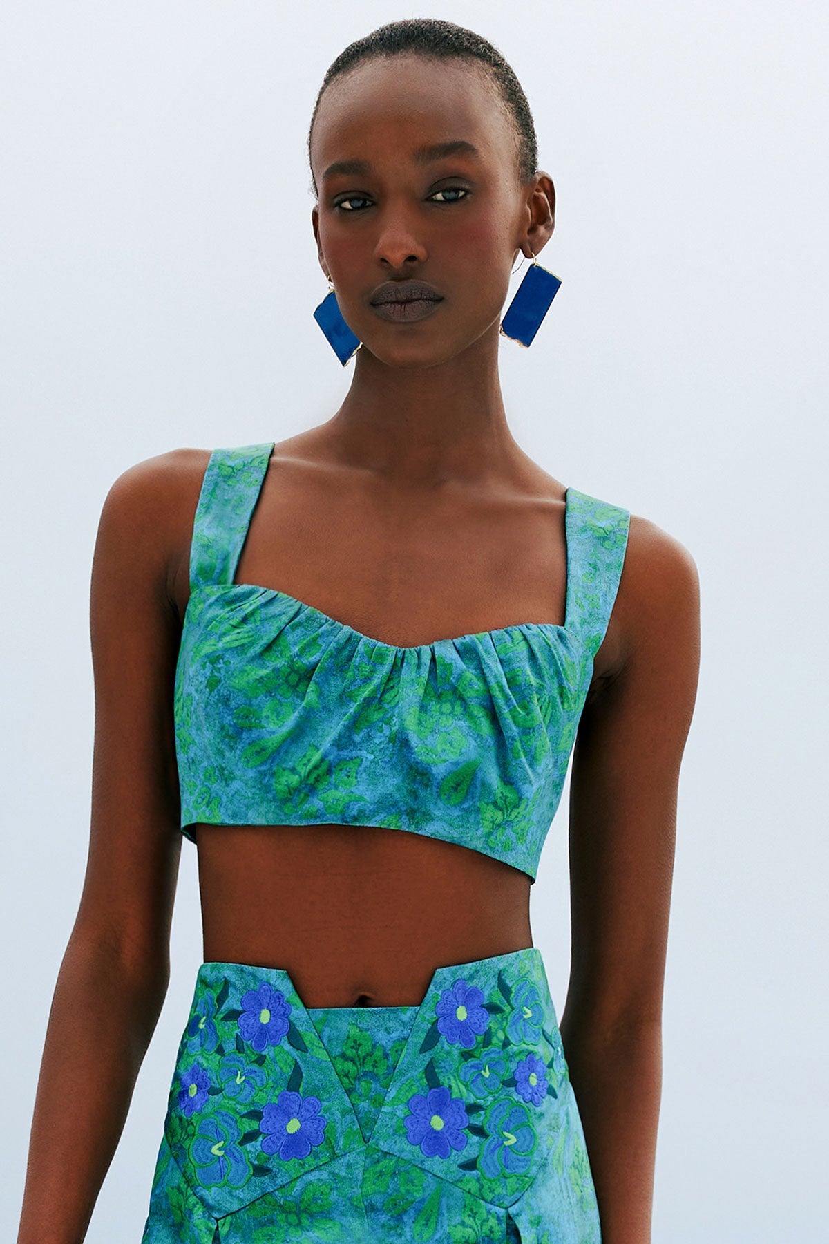 Silk Gathered Crop Top
