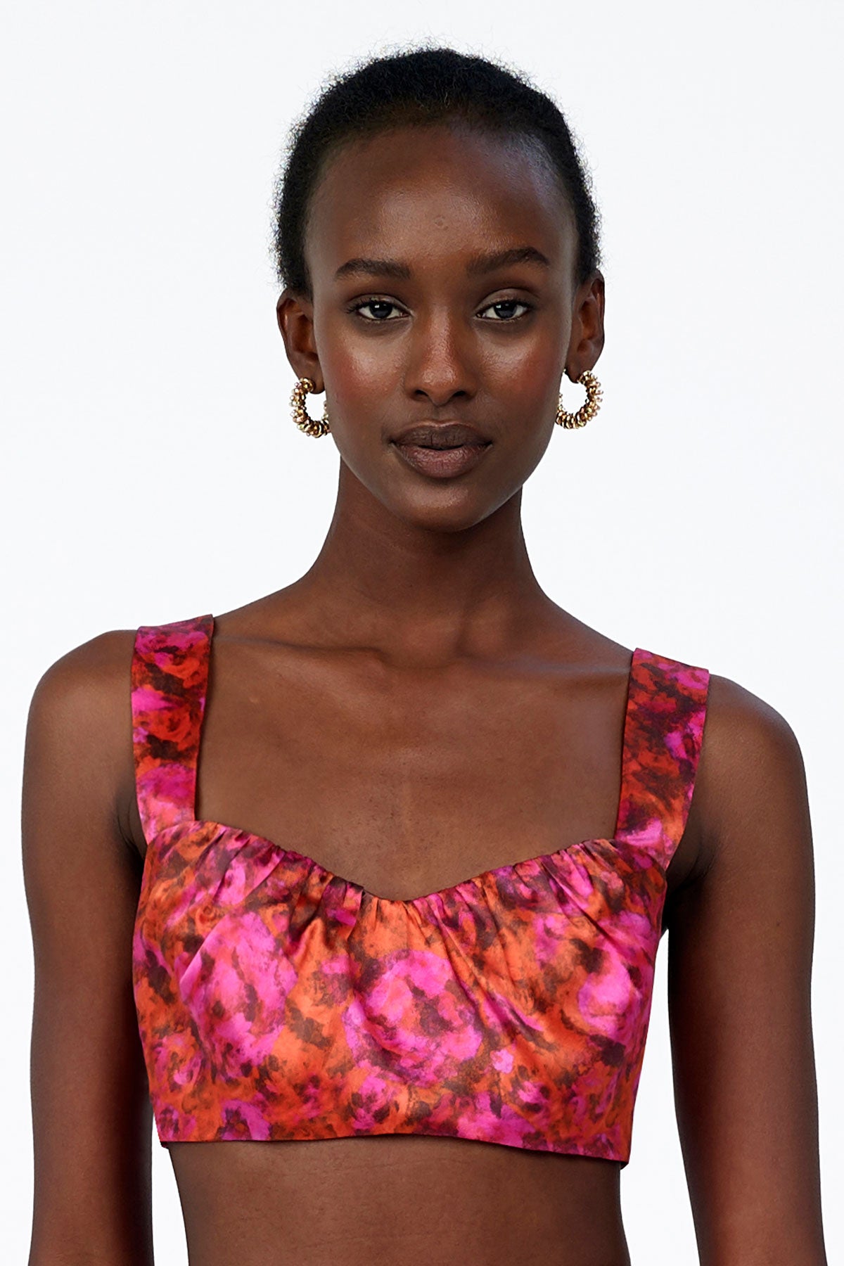 Silk Gathered Crop Top