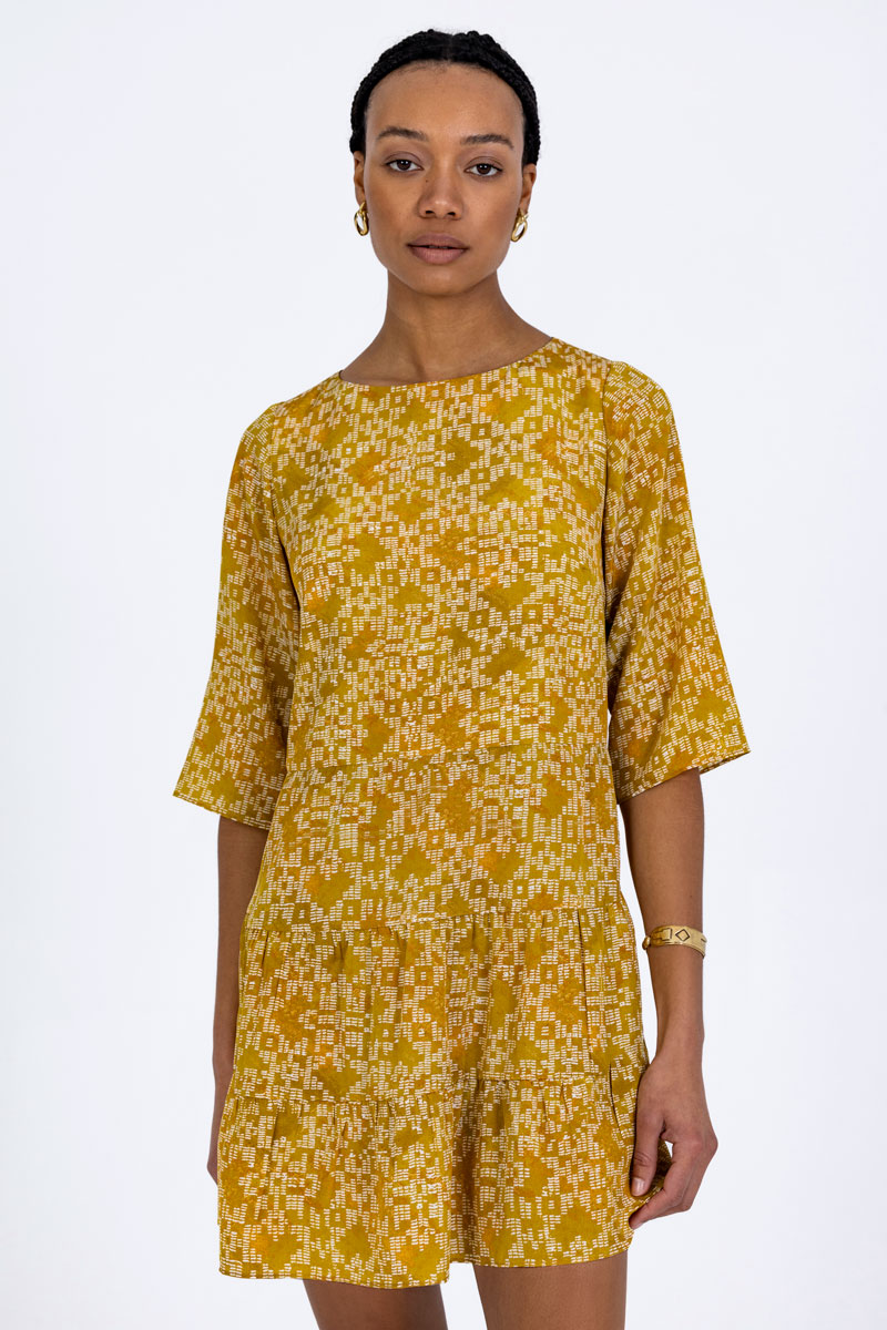 Silk Sleeved Mini Dress