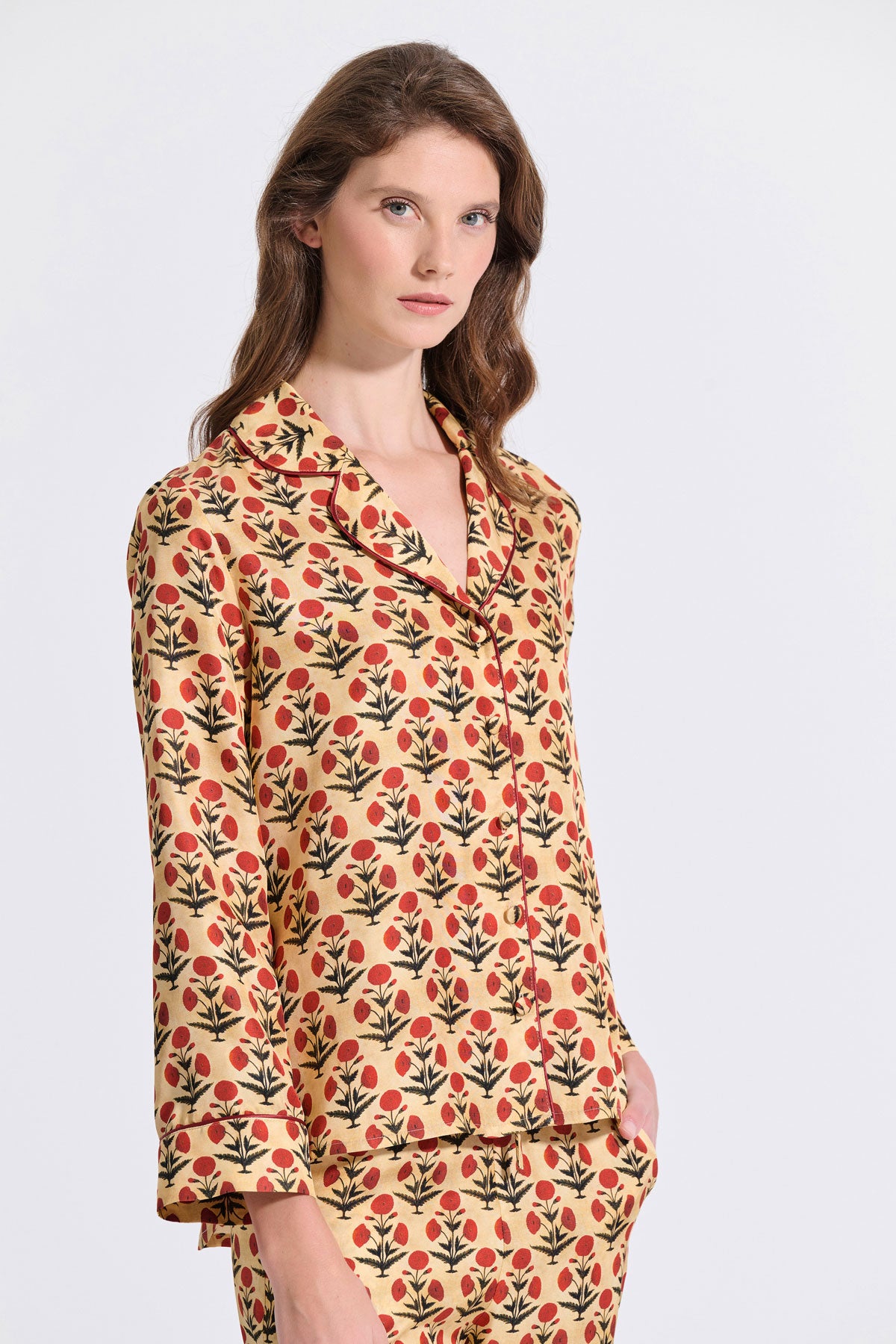 Silk Shirt with Piping