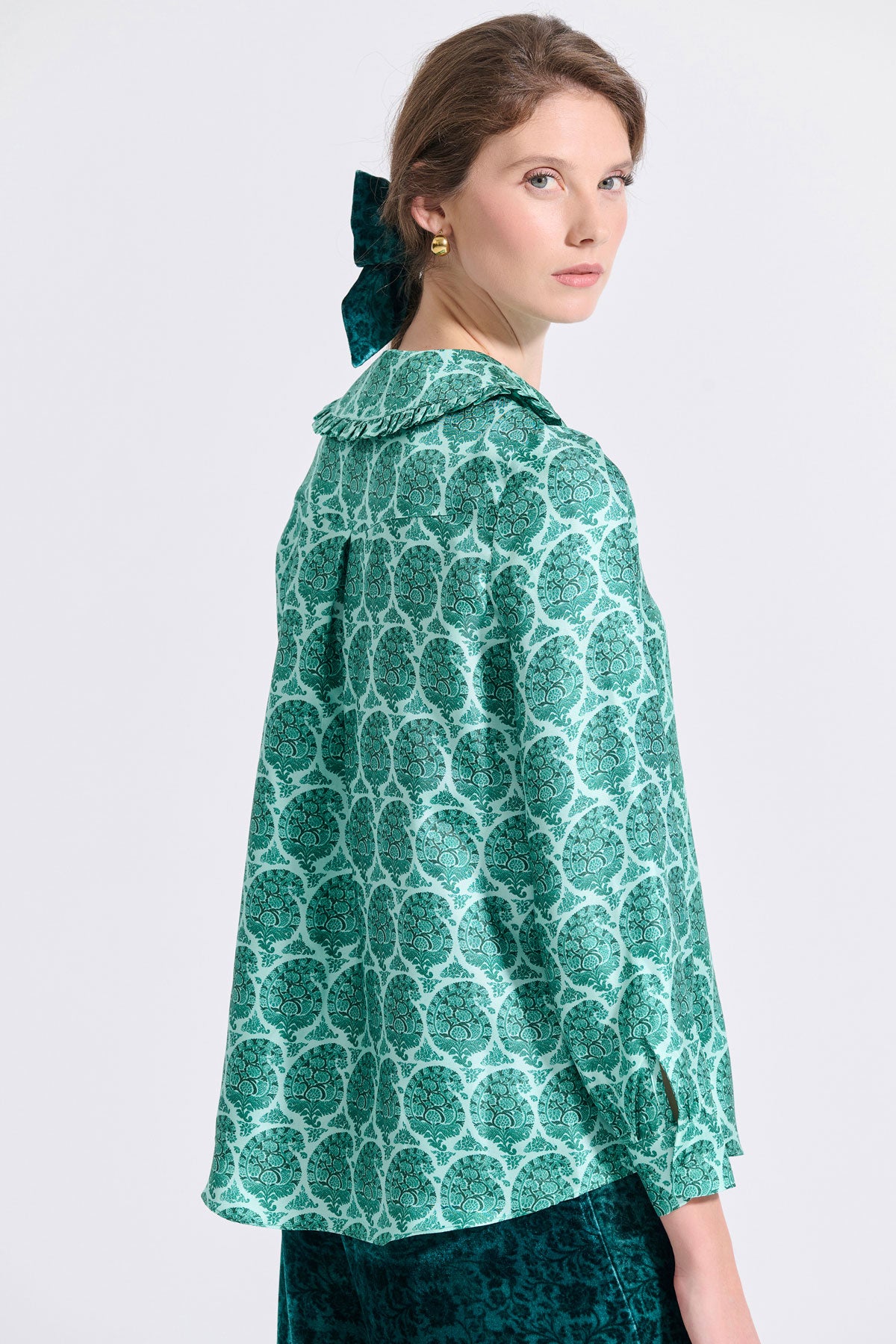 Silk Frilled Collar Shirt