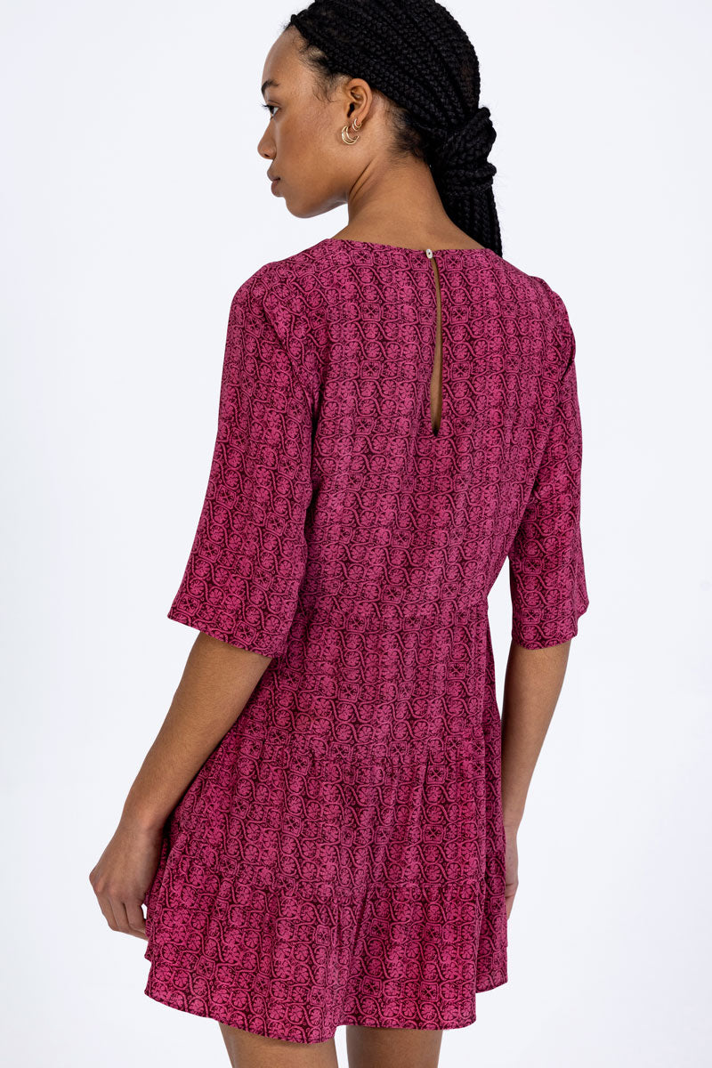 Silk Sleeved Mini Dress