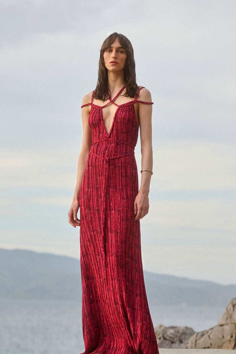Braided Plissé Dress