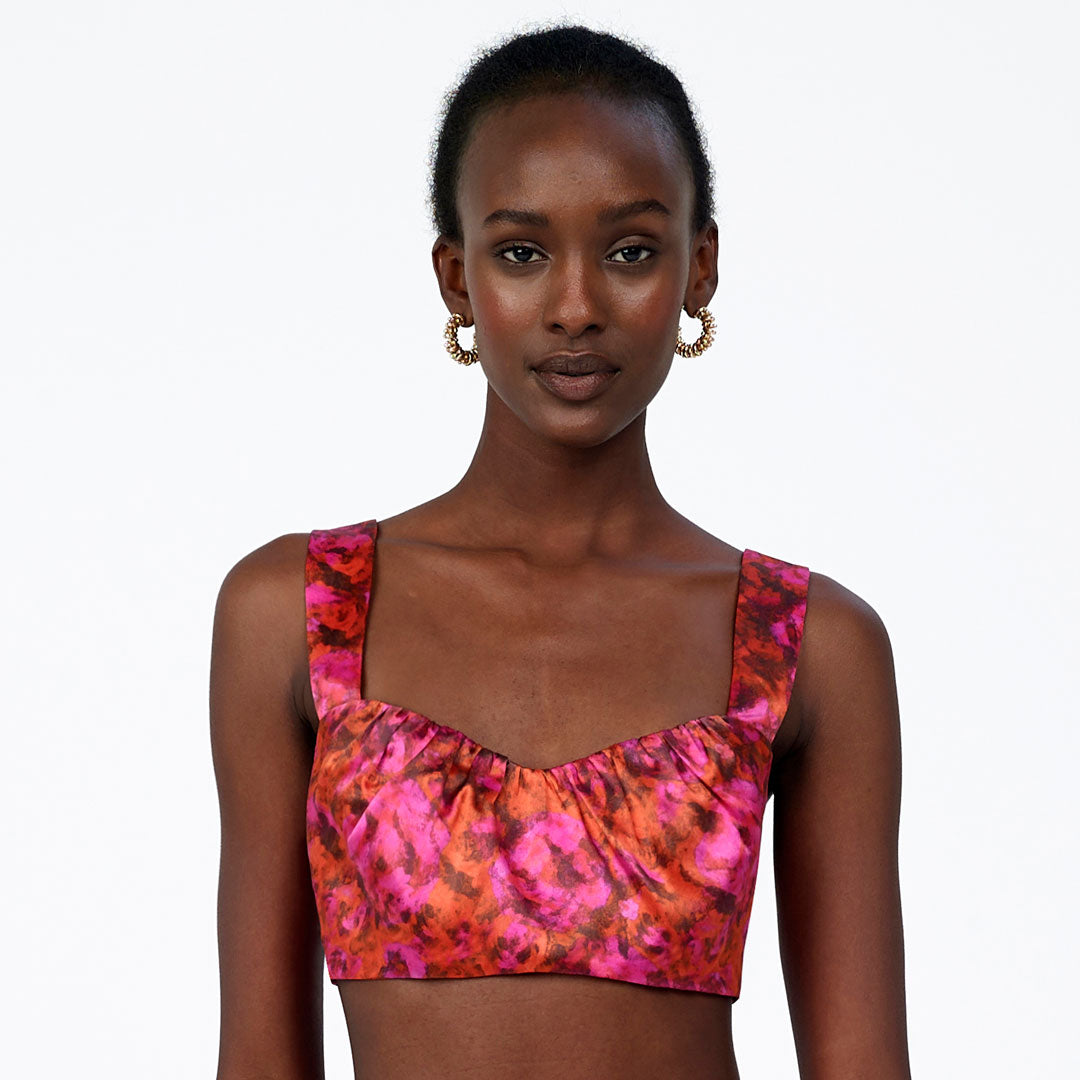 Silk Gathered Crop Top