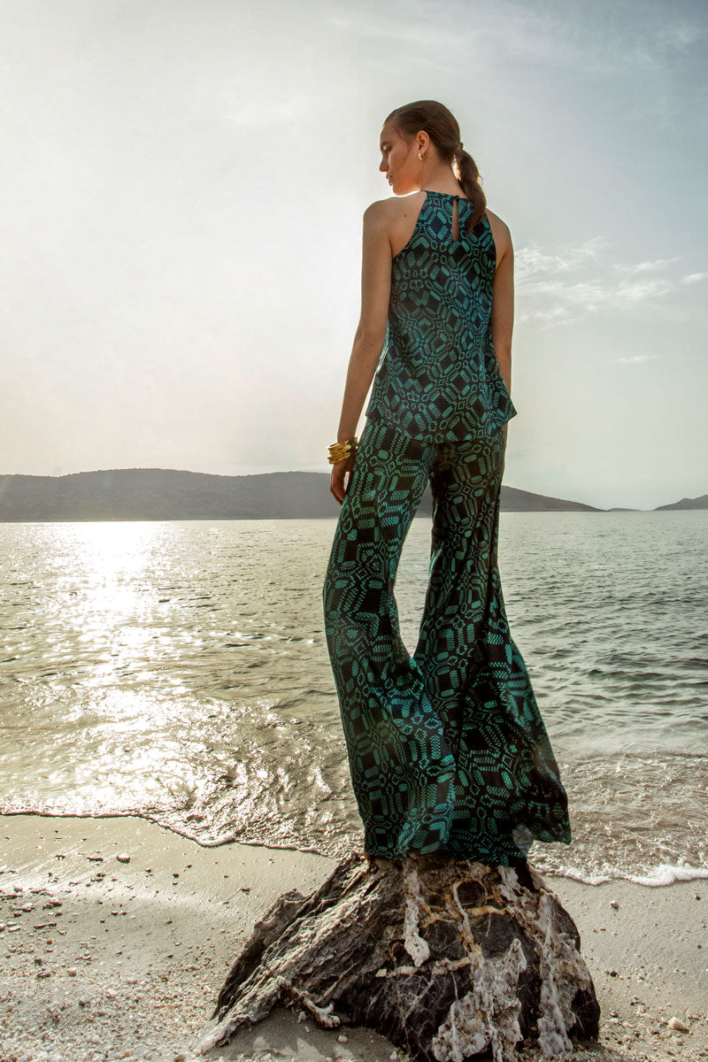 Silk Flared Trousers