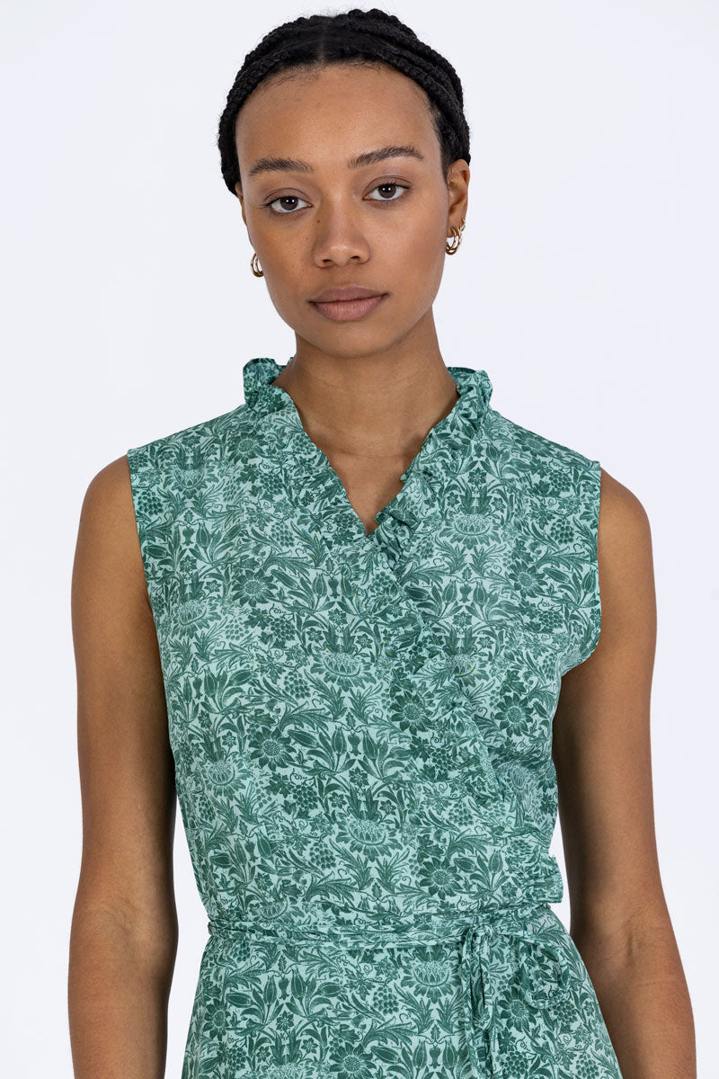 Silk Frilled Wrap Dress