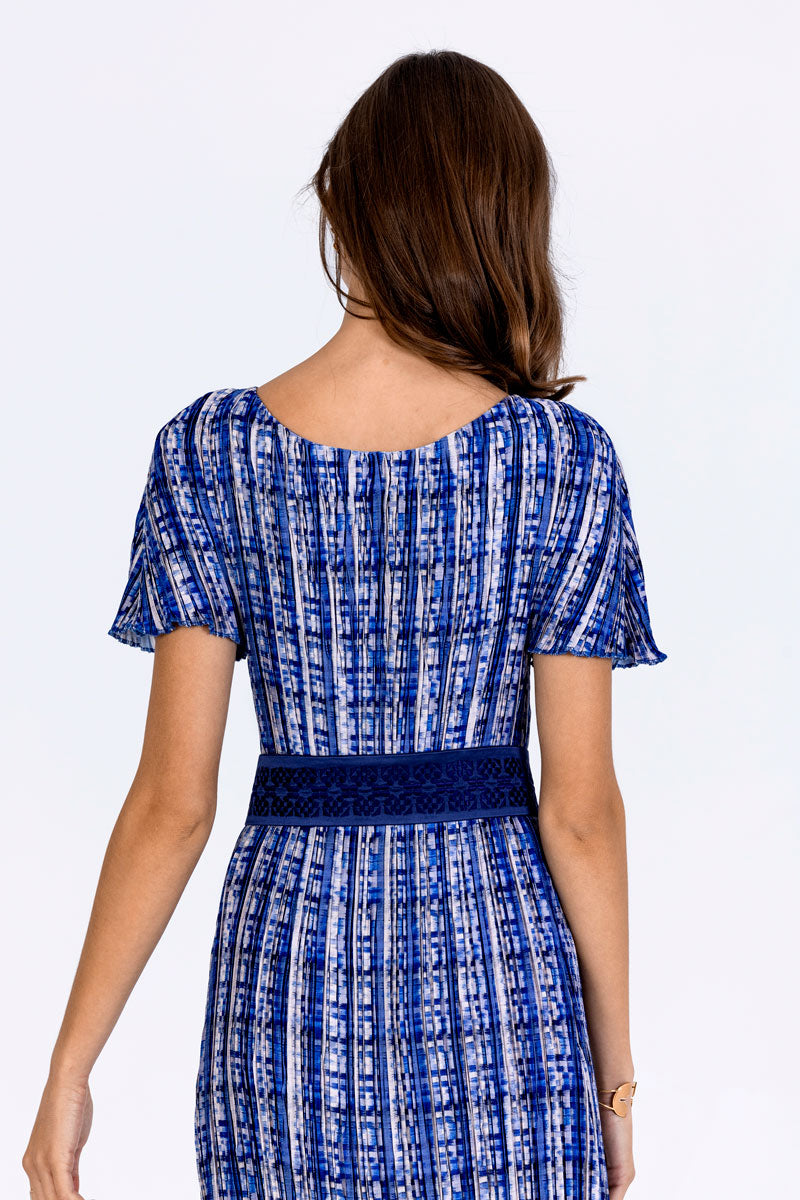Sleeved Plissé Dress