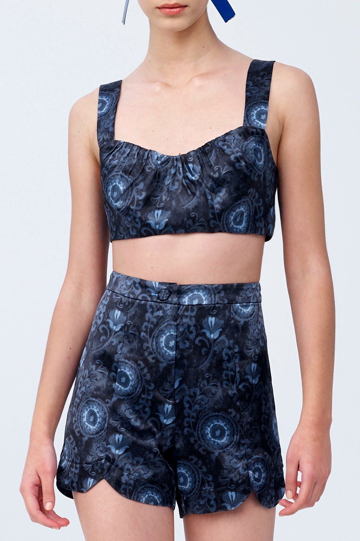 Silk Gathered Crop Top