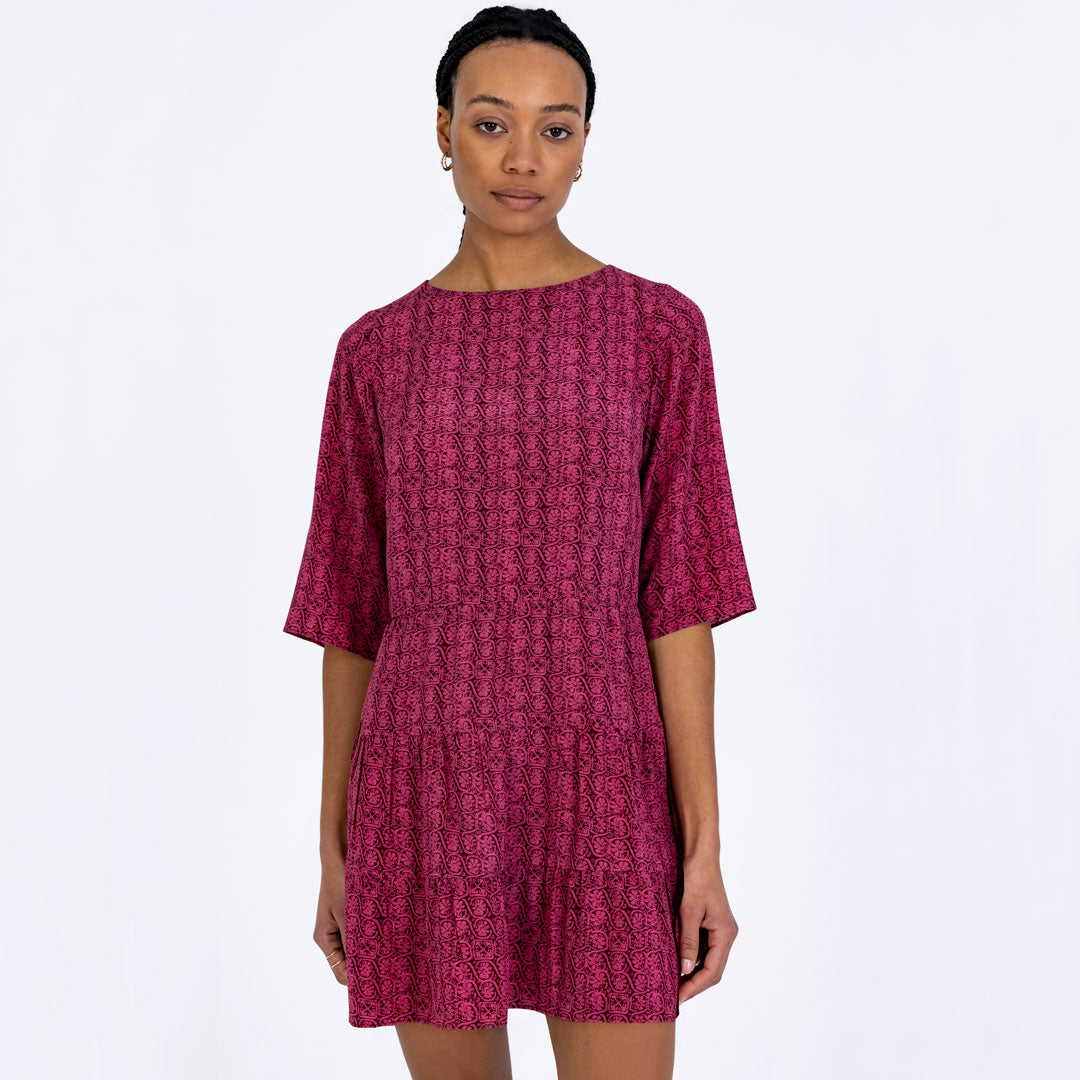 Silk Sleeved Mini Dress