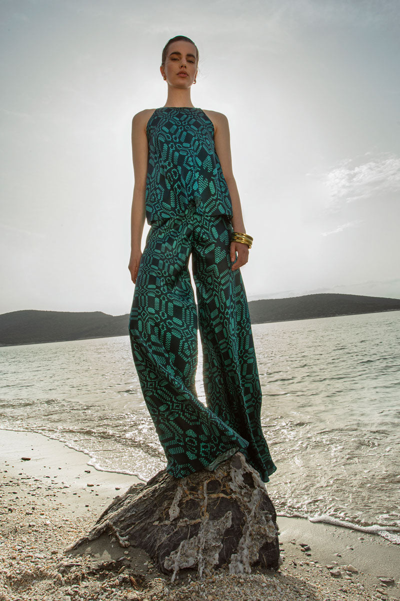 Silk Flared Trousers