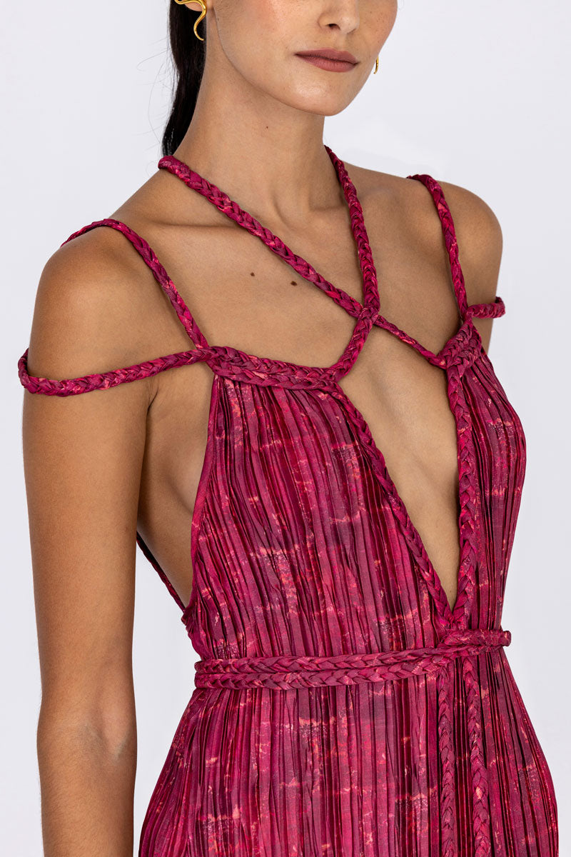 Braided Plissé Dress