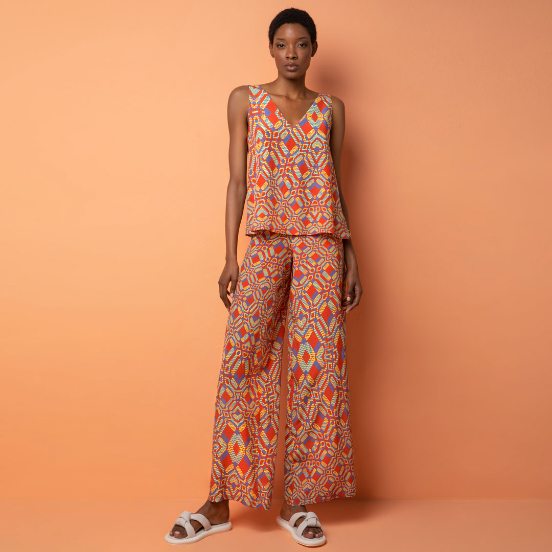 Silk Wide Leg Trousers