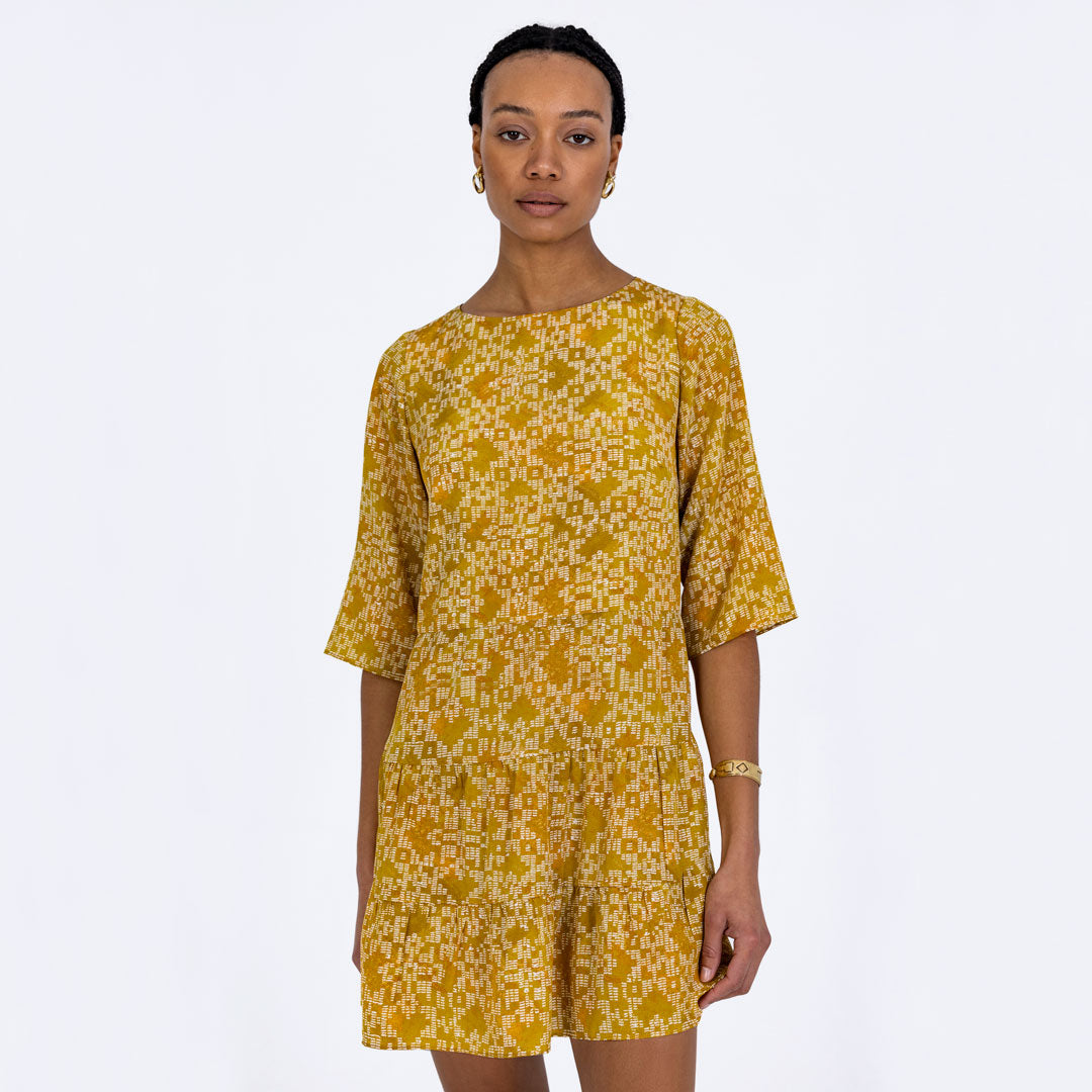 Silk Sleeved Mini Dress