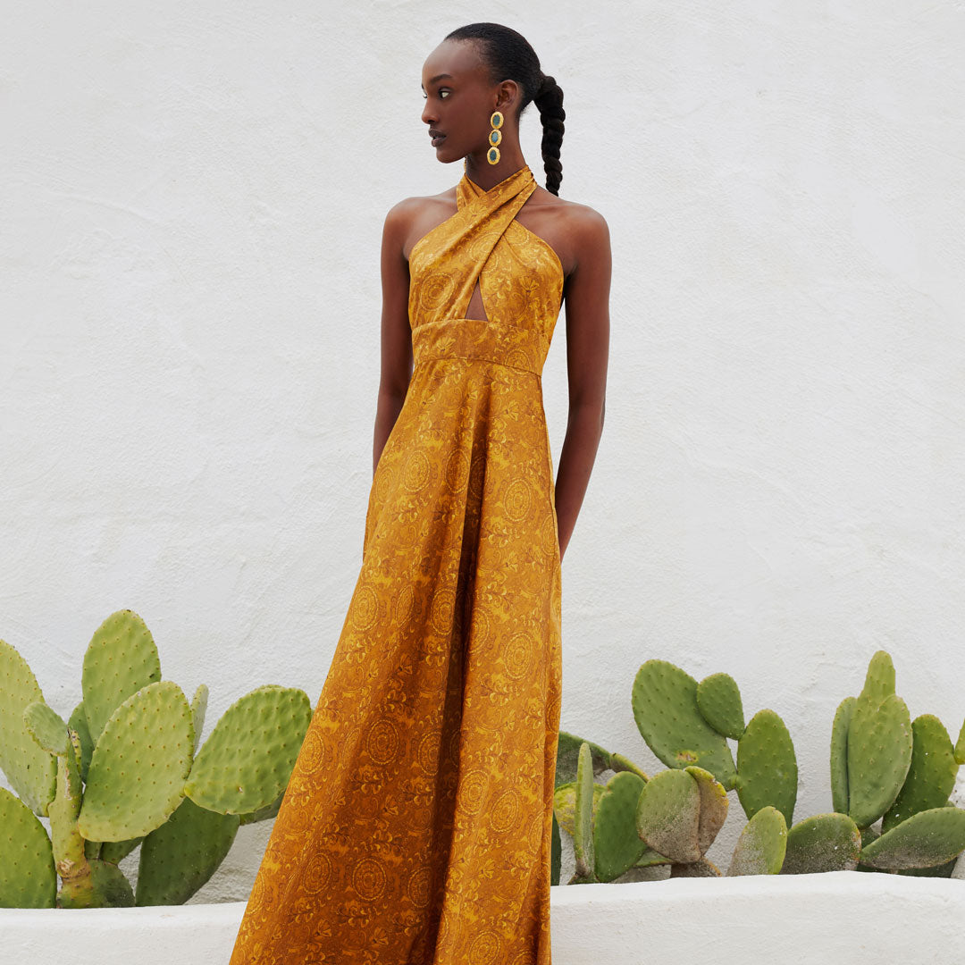 Silk Halterneck Maxi Dress