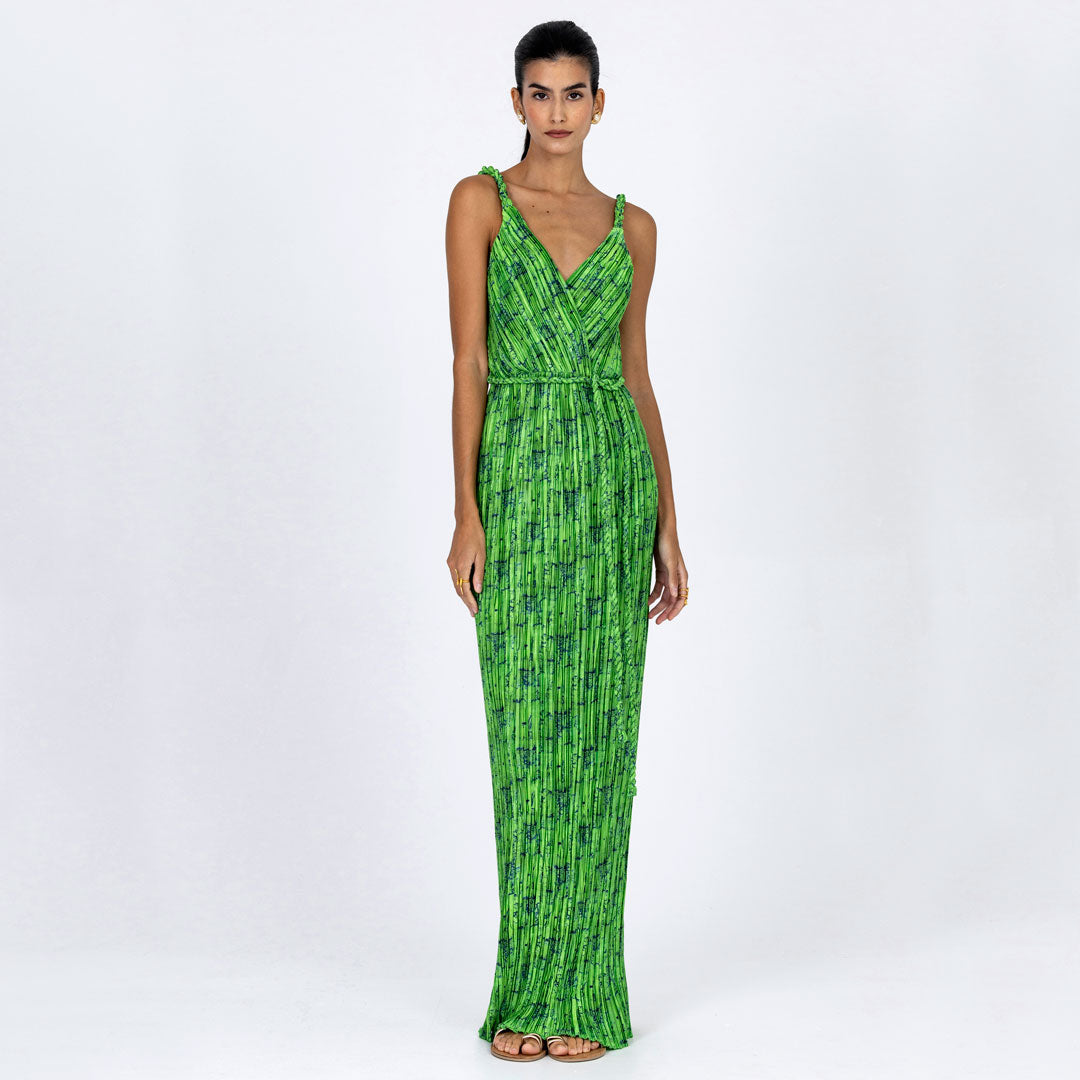 Plissé Wrap Style Dress