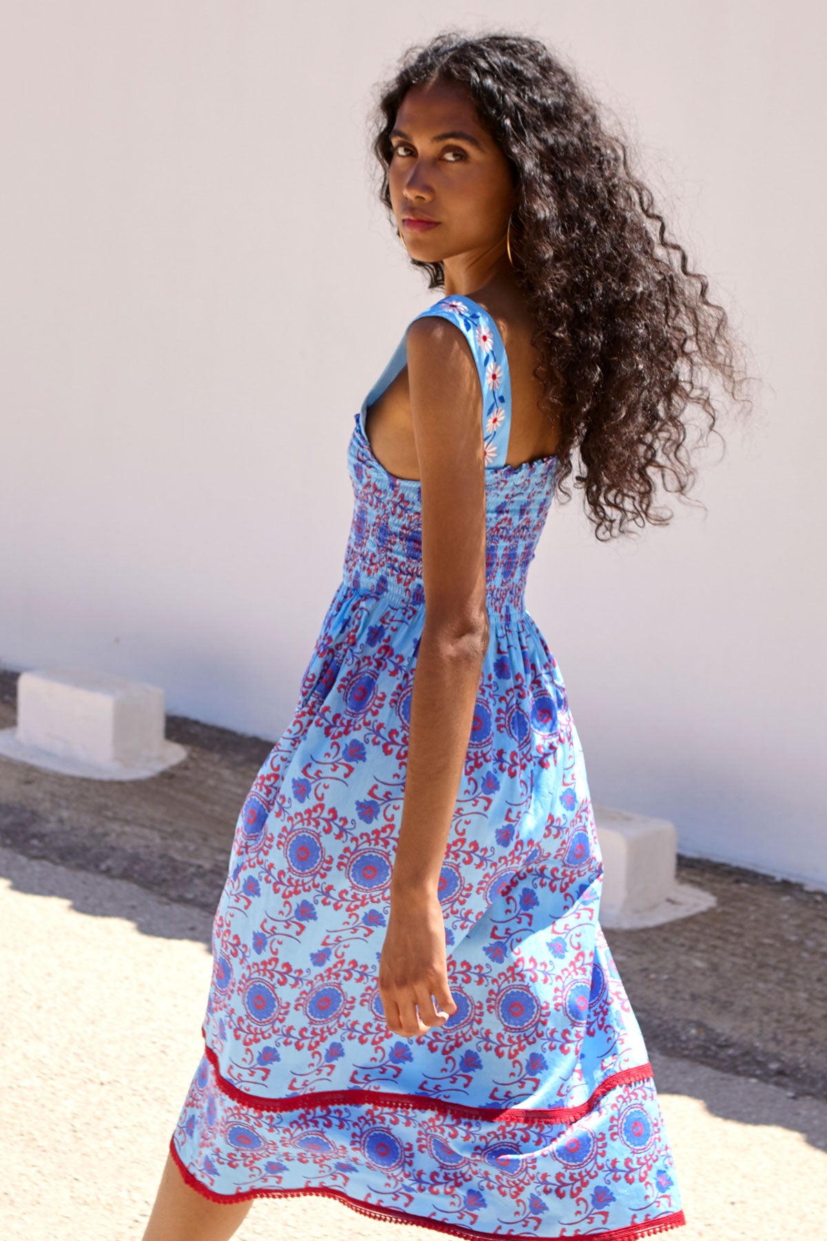 Smocked Dress with Embroidery