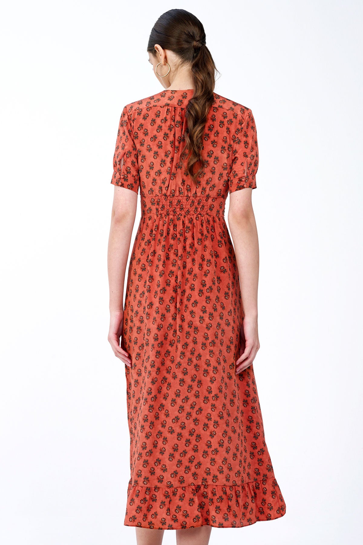 Silk V-Neck Midi Dress