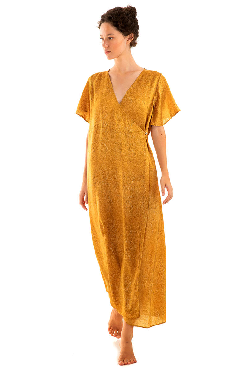 Maxi Sleeved Wrap Dress