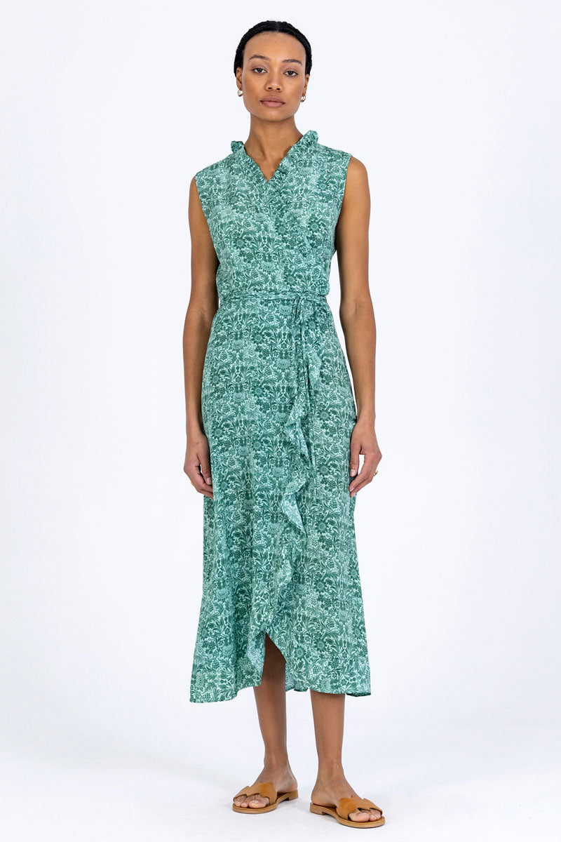Silk Frilled Wrap Dress