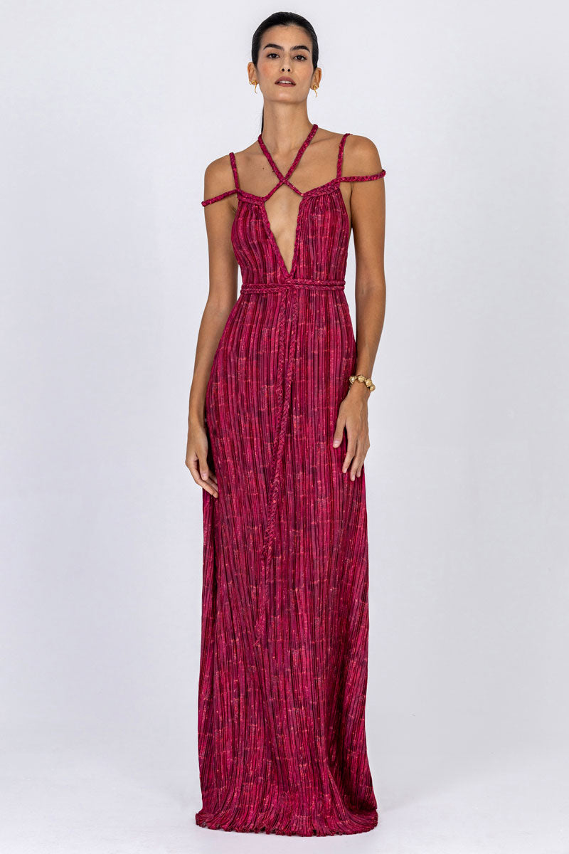 Braided Plissé Dress