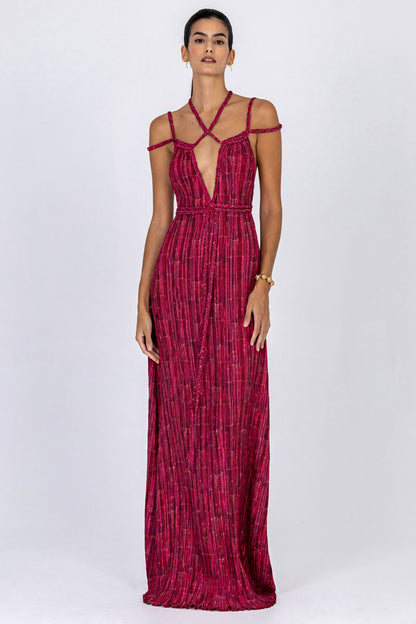 Braided Plissé Dress