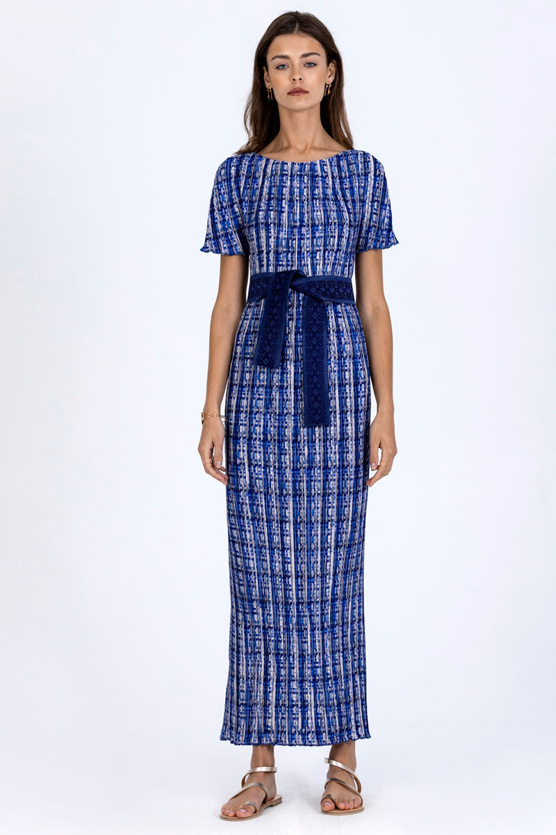 Sleeved Plissé Dress