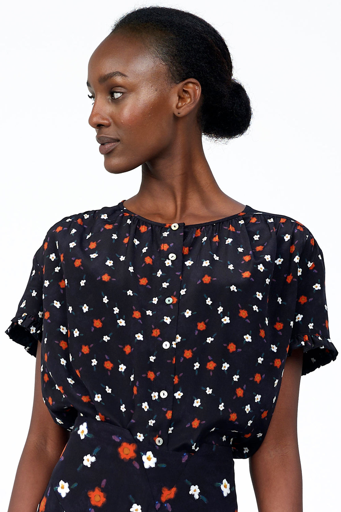 Silk Short Sleeved Blouse