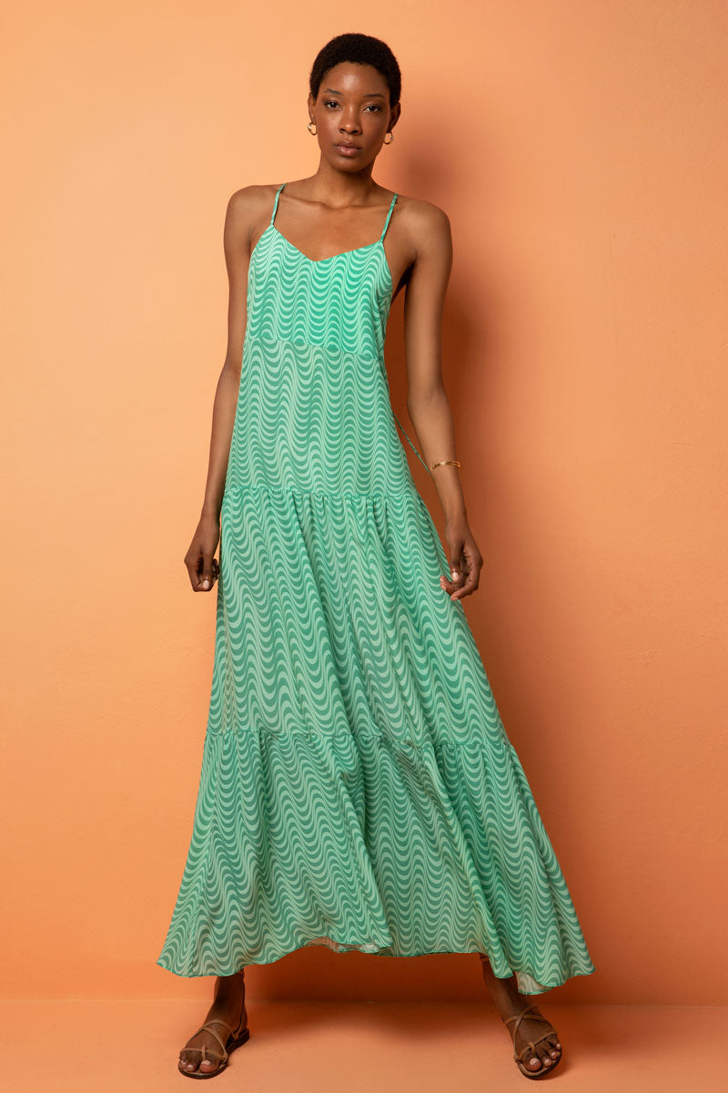 Adjustable-Strap Silk Dress