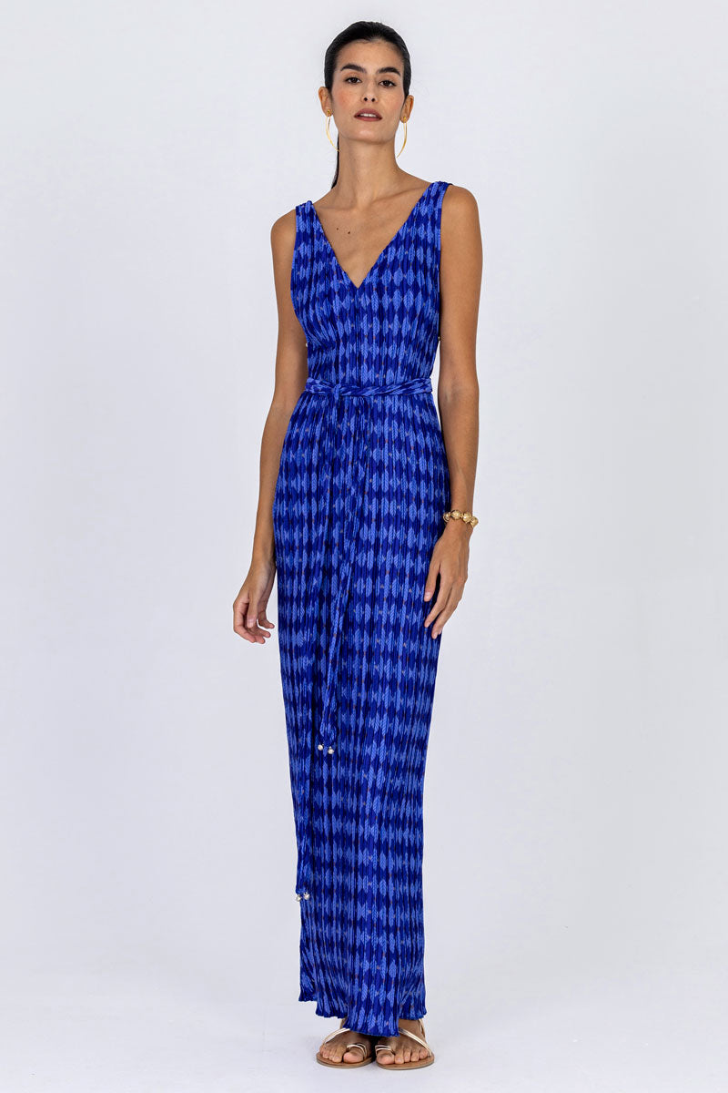 Plissé Belted Tube Dress