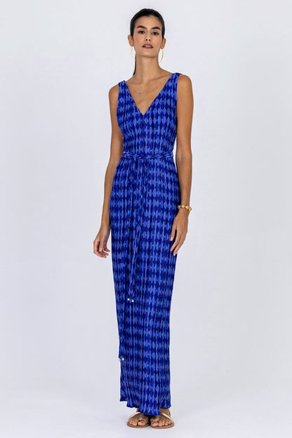 Plissé Belted Tube Dress