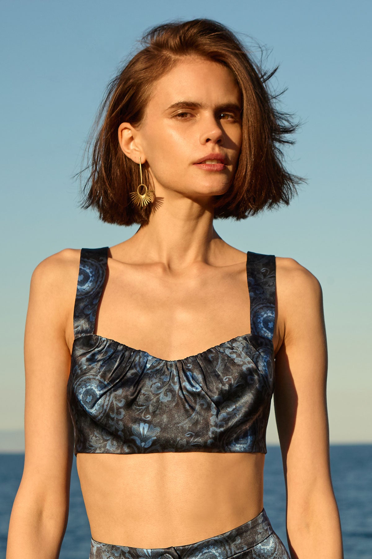 Silk Gathered Crop Top