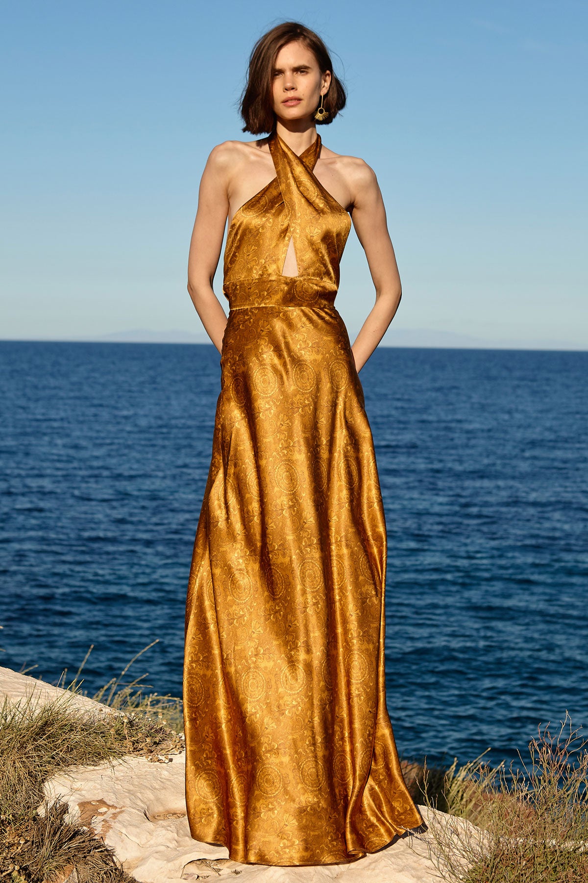 Silk Halterneck Maxi Dress