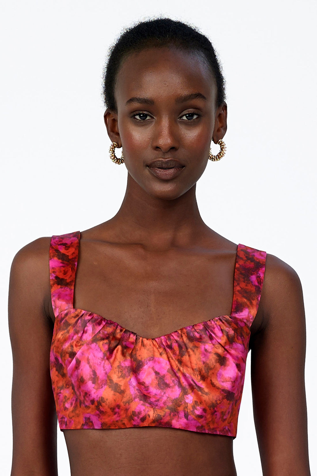 Silk Gathered Crop Top