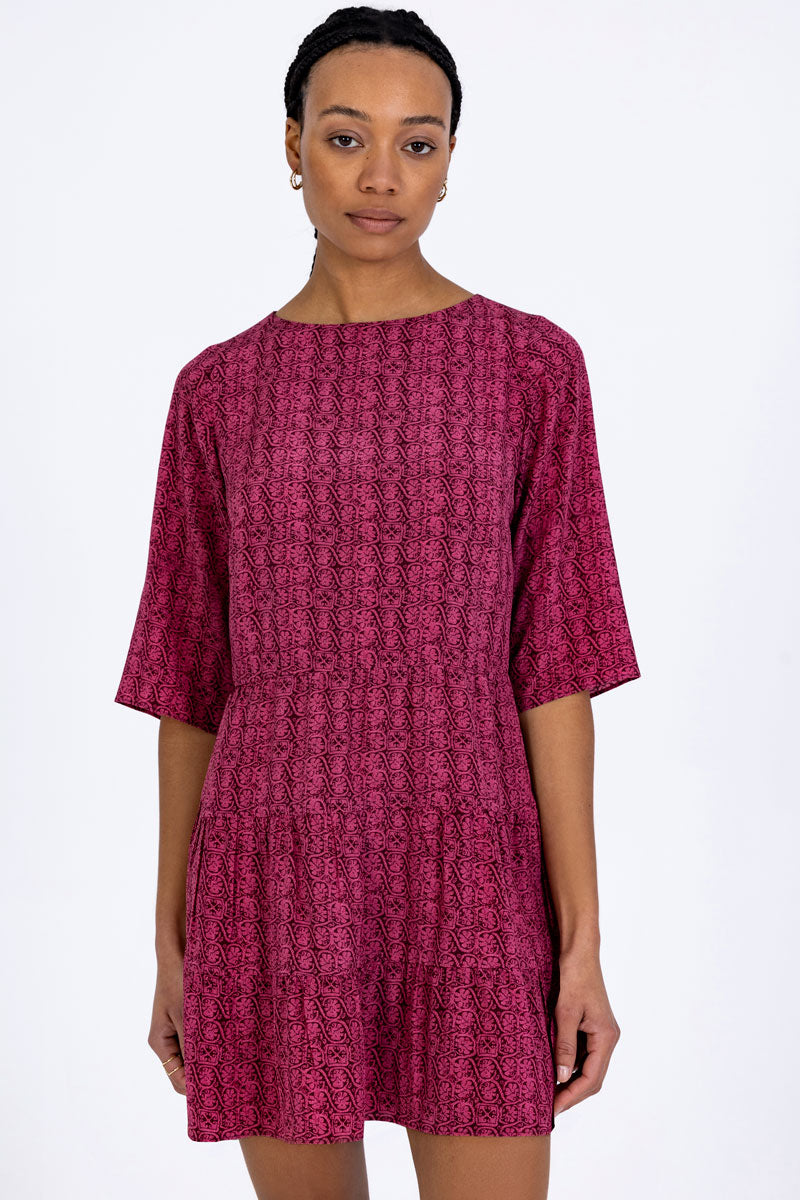 Silk Sleeved Mini Dress