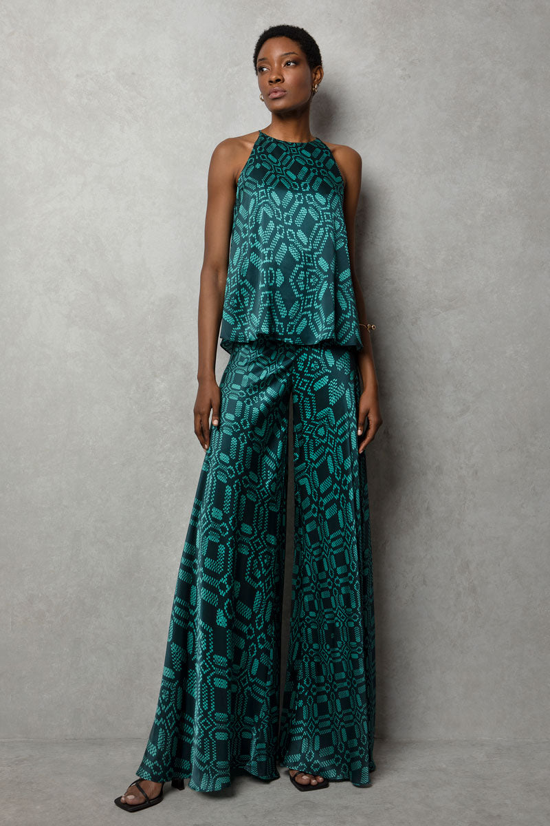 Silk Flared Trousers