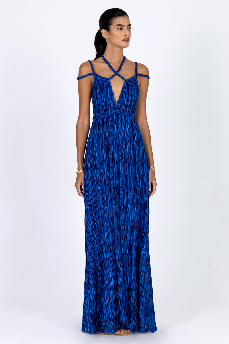 Braided Plissé Dress