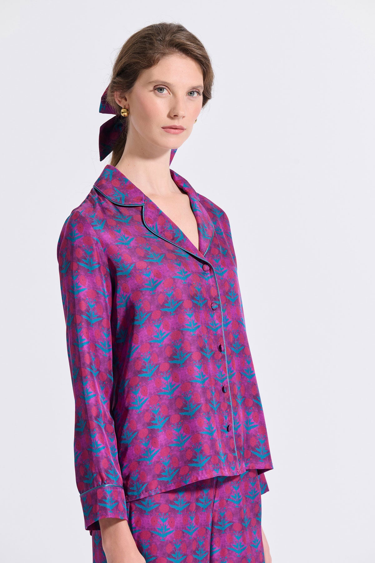 Silk Shirt with Piping