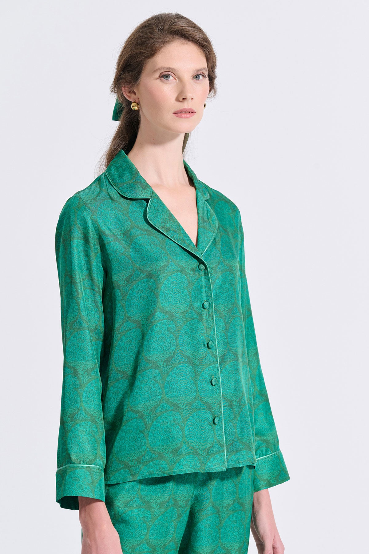 Silk Shirt with Piping