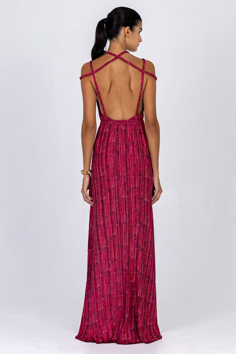 Braided Plissé Dress
