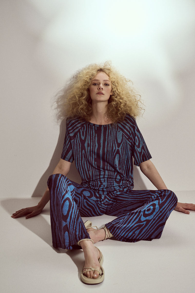 Silk Jersey Flared Pants