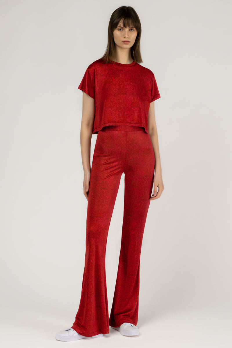 Silk Jersey Flared Pants