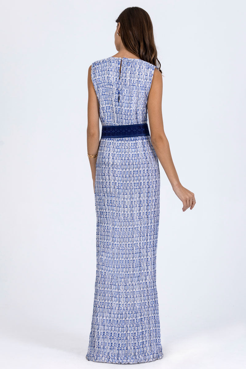 Deep-V Plissé Dress