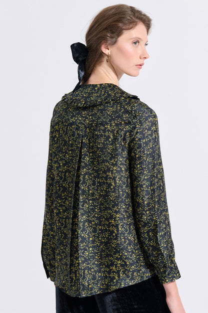 Silk Frilled Collar Shirt