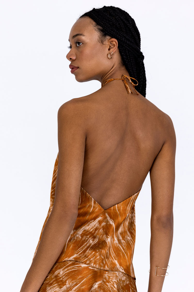 Silk Crossover Halterneck Top