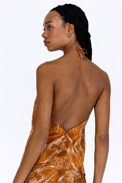 Silk Crossover Halterneck Top