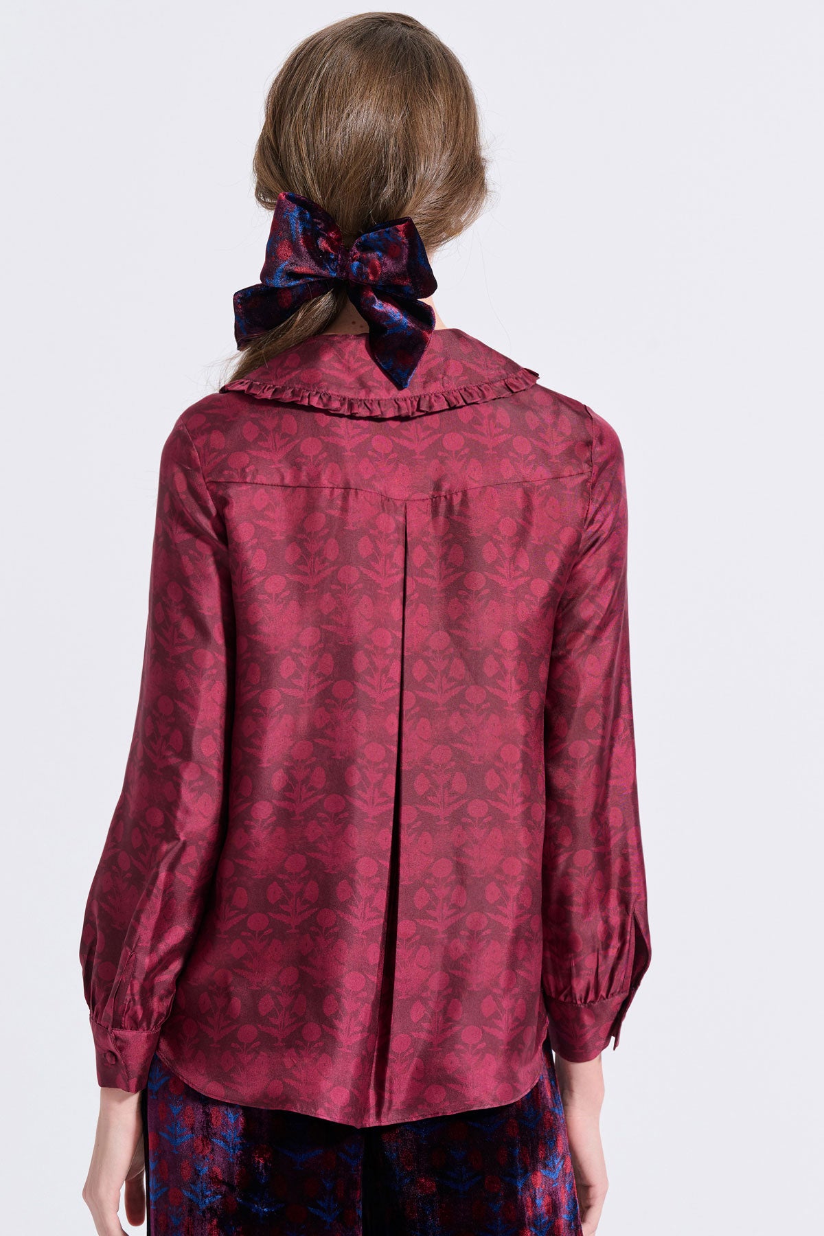 Silk Frilled Collar Shirt