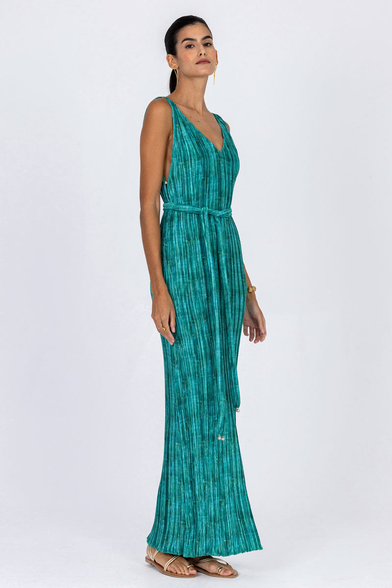 Plissé Belted Tube Dress