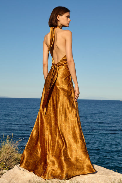 Silk Halterneck Maxi Dress